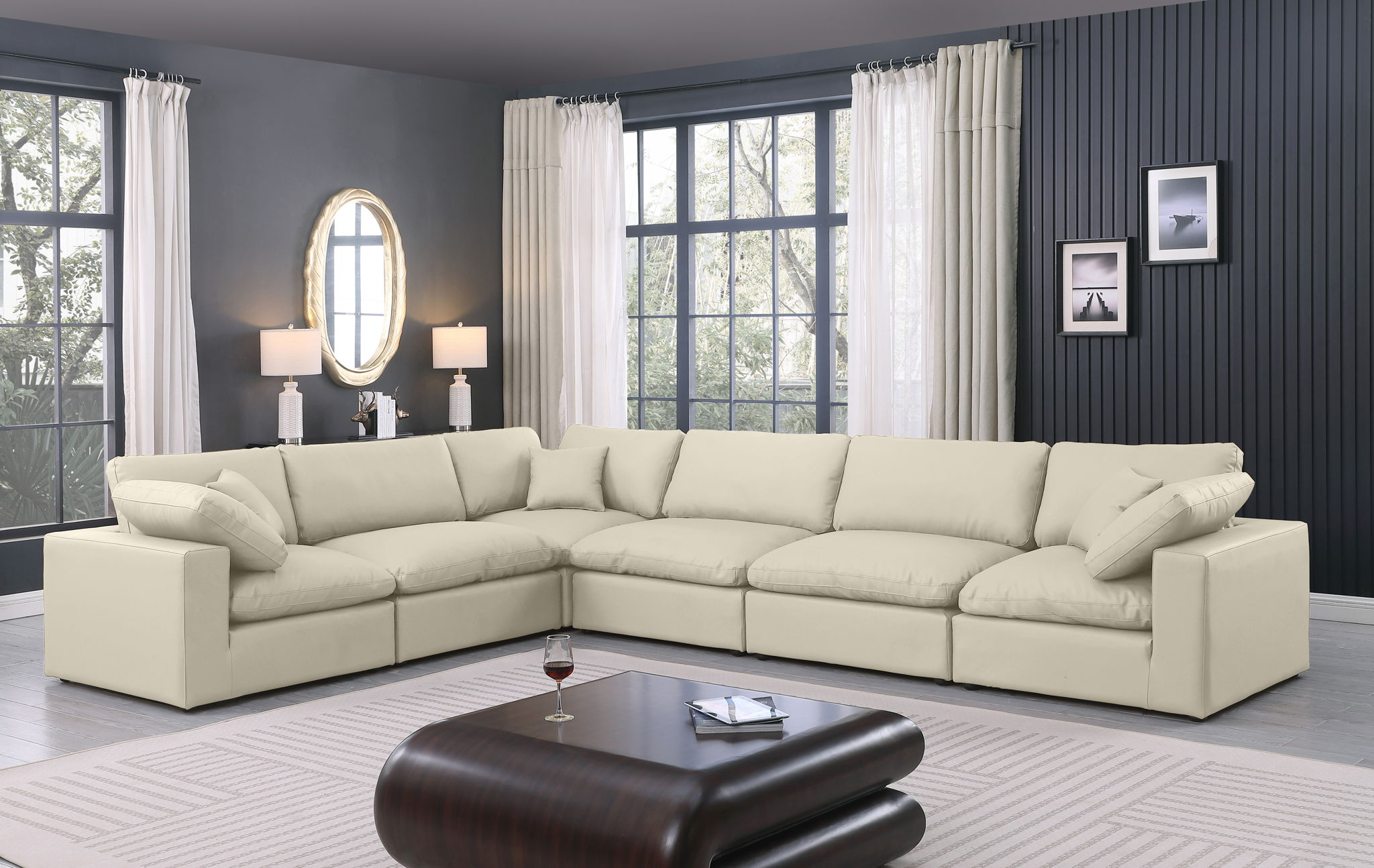 Comfy - 6 Piece Faux Leather Modular Corner Sectional