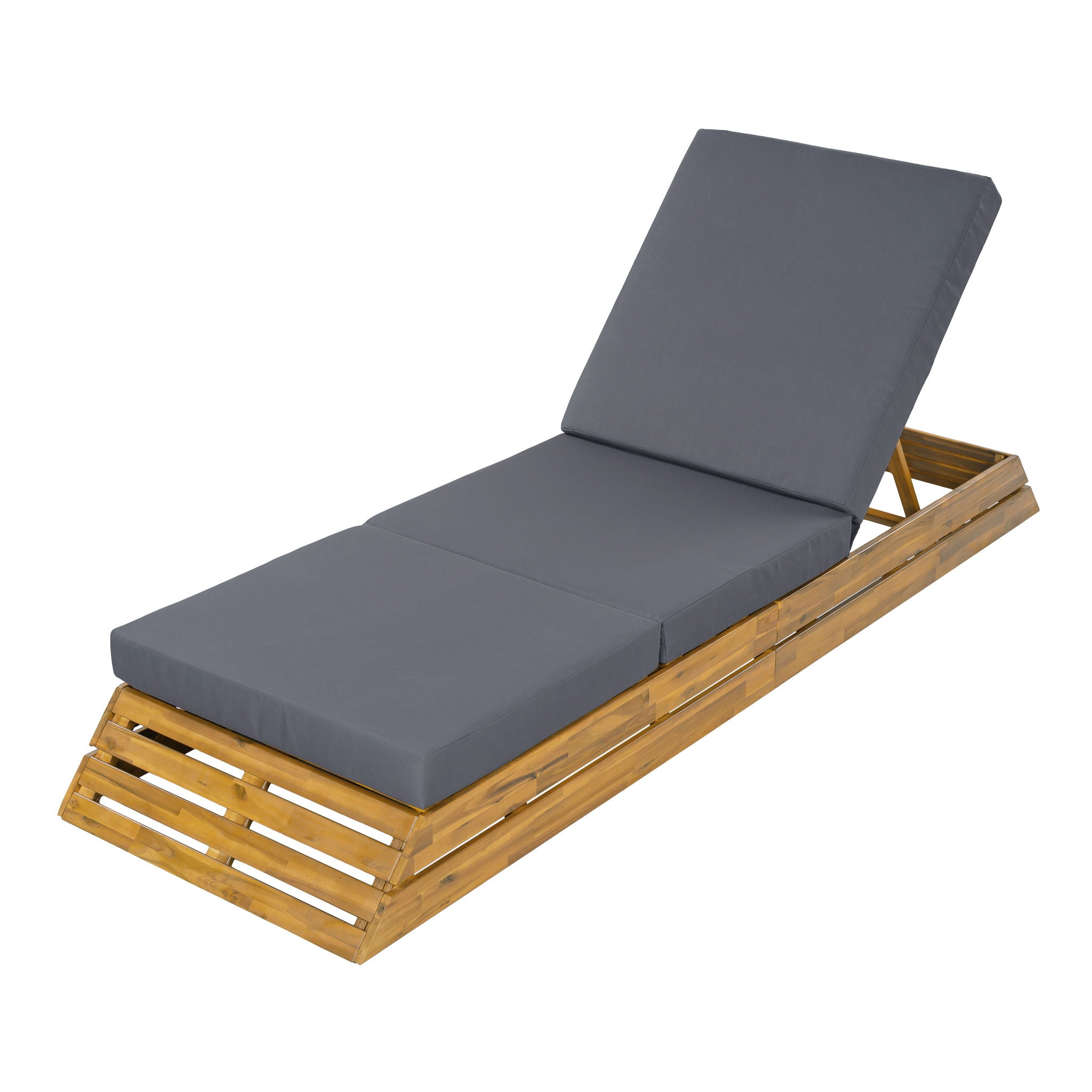 Chaise Lounge Set With Cream 3 Fold Cushion, 3 Position Adjustable Backrest