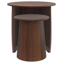 Yency - 2 Piece Round - Mango Wood Nesting Table Set - Dark Brown