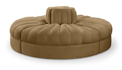Rummi - Round Velvet Performance Fabric Upholstered 4 Piece Modular Sofa