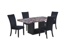 D02 - 5 Piece Dining Room Set (Dining Table, 4 Chairs) - Lava / Black