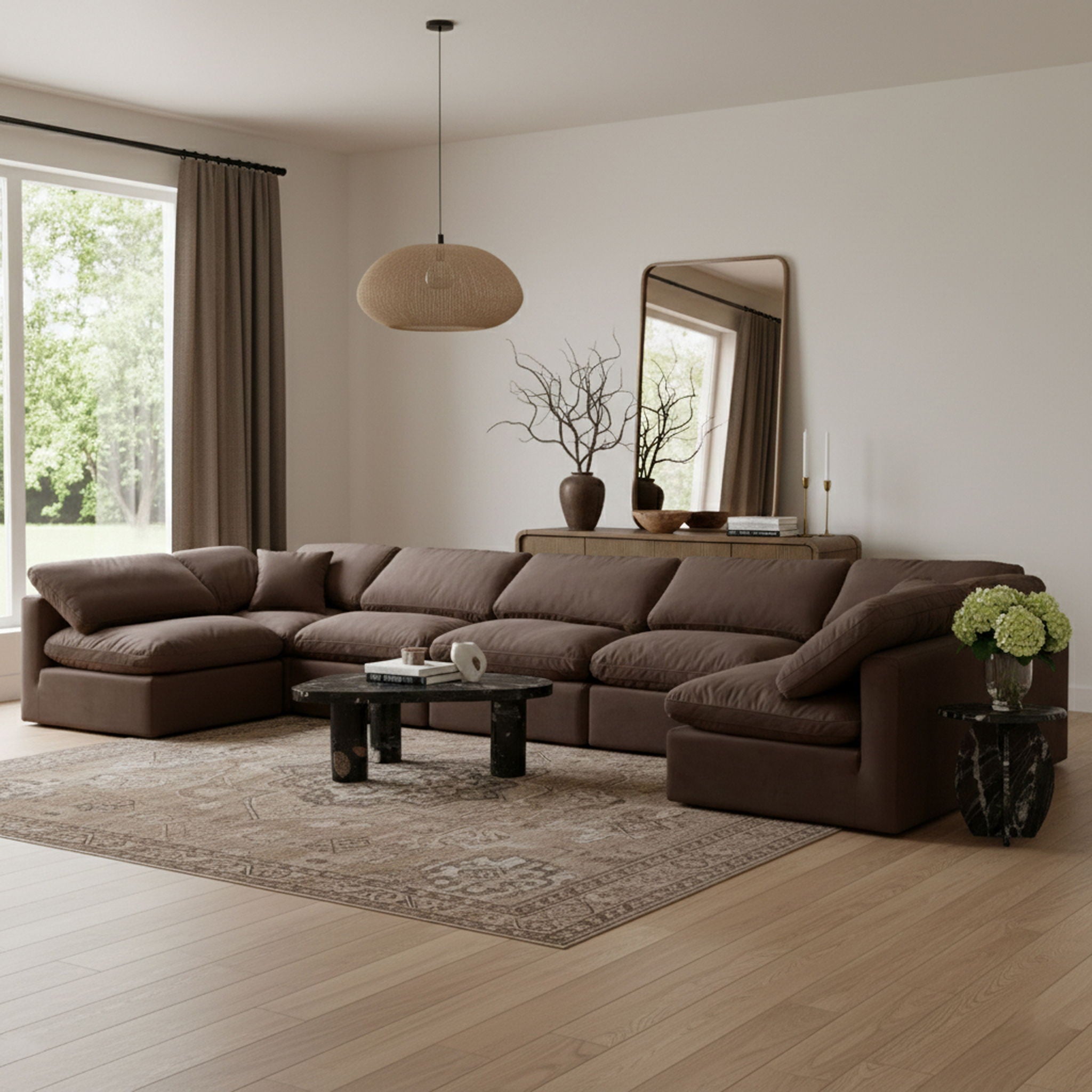 Indulge - Velvet 7 Piece Modular U-Shaped Sectional