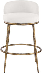 Ferro - Performance Fabric Upholstered Bar Stool - Cream / Antique Brass
