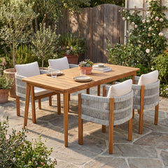 Outdoor Dining Set With Table And Rope Chairs