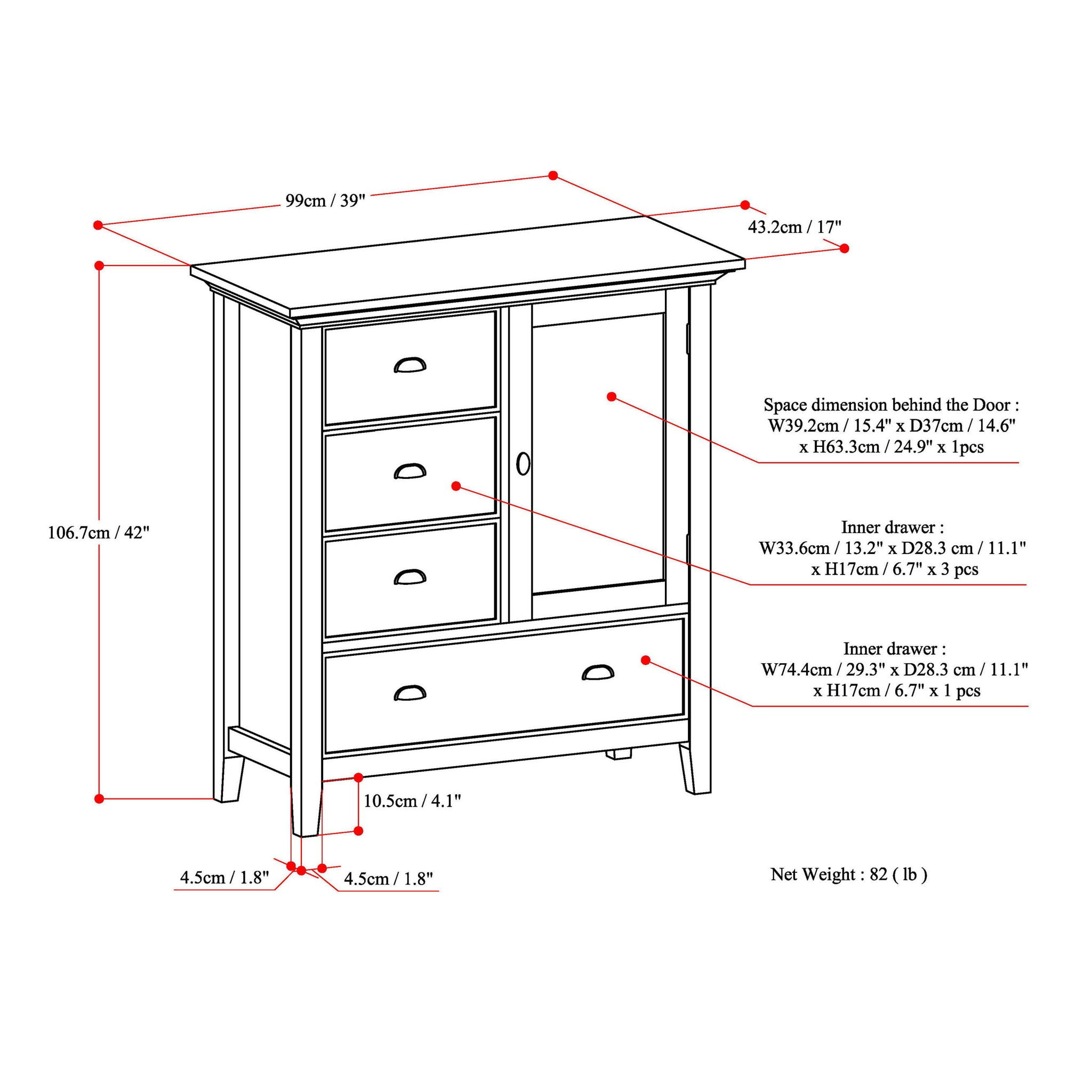 Redmond - Medium Storage Cabinet - Dark Brown