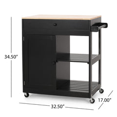 Lanier - Kitchen Cart With Wheels - Black