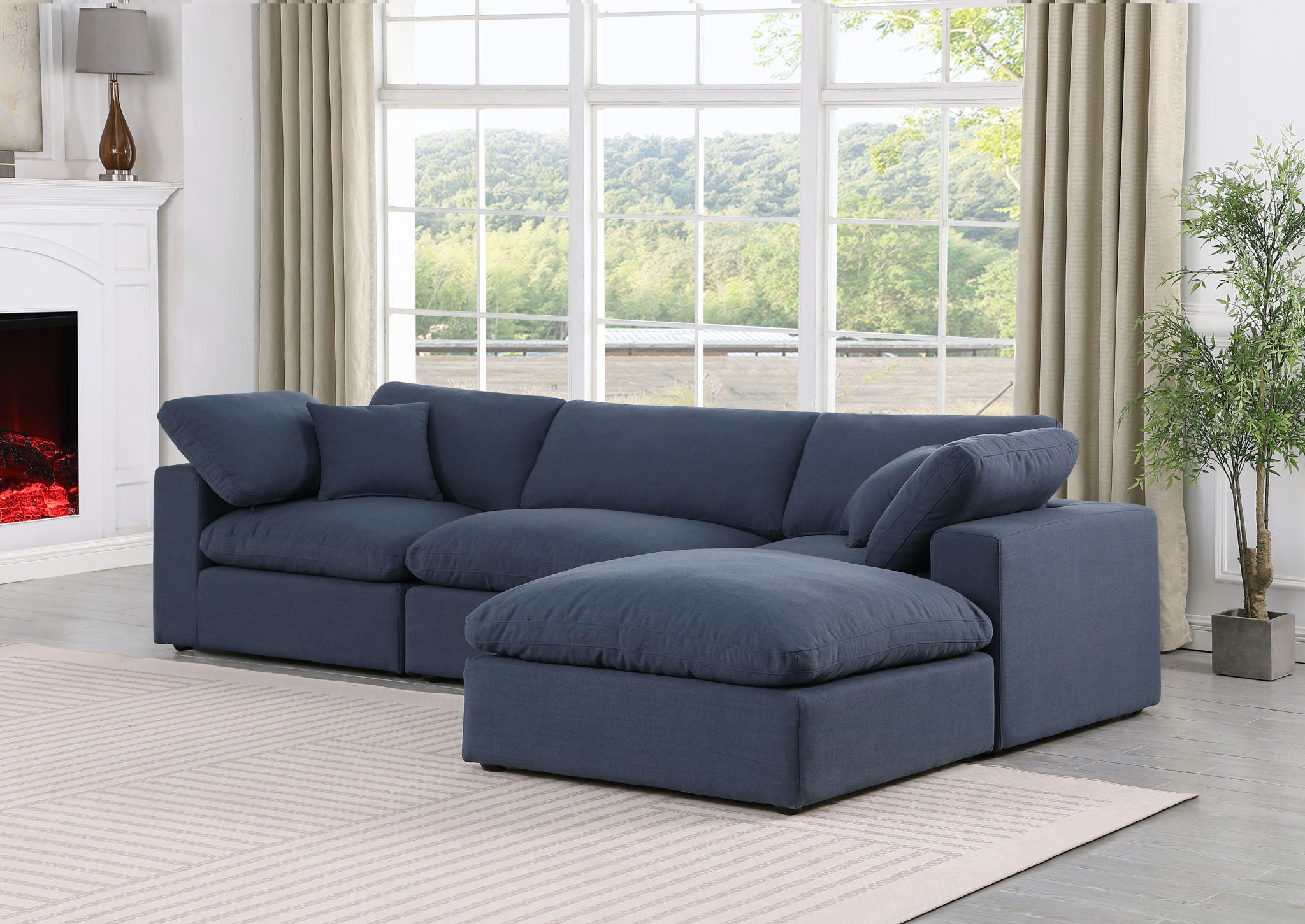 Comfy - 4 Piece Linen Fabric Modular Sectional With Chaise
