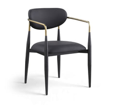 Ronda - Vegan Leather Upholstered Dining Arm Chair - Black Legs