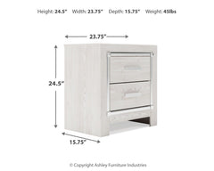Altyra - White - Two Drawer Night Stand