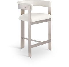 Romeo - Faux Leather Counter Stool With Silver Base (Set of 2)