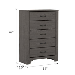 5 Drawer Dresser - Gray / Brown