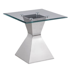 Jenny - Glass Top Stainless Steel Table