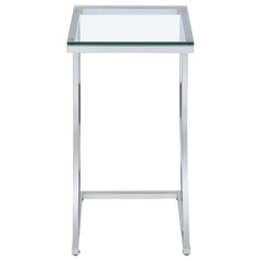 Cayden - Rectangular Glass Top Sofa Side Table - Chrome