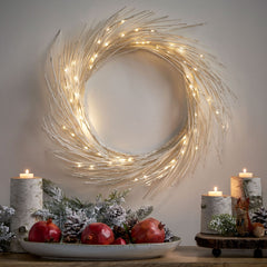 Paper Wreath With LED - White