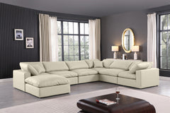 Comfy - 7 Piece Faux Leather Modular Sectional With Chaise