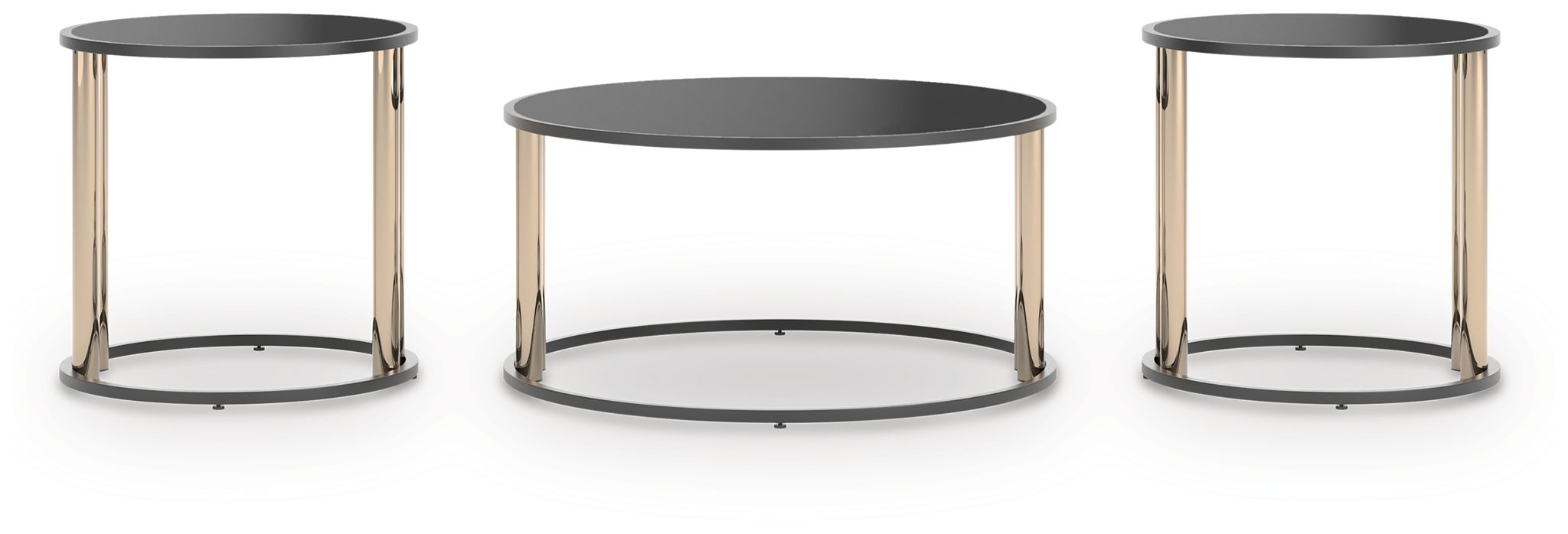 Hannerly - Black / Gold Finish - Occasional Table Set (Set of 3)