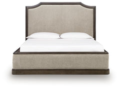Wickenger - King Upholstered Panel Bed - Dark Brown