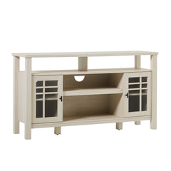 Transitional 2 Door Sideboard With Windowpane Design - Ivory Oak