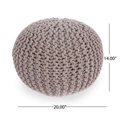 Moro - Knitted Cotton Round Pouf With Pumpkin Shape