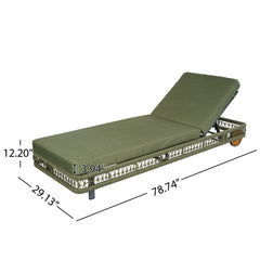 Outdoor Chaise Lounge & Wheels, 5 Position Adjustable Backrest