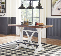 Valebeck - White / Brown - Rectangular Dining Room Counter Table