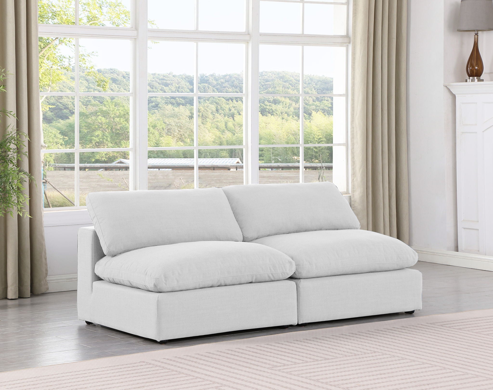 Comfy - Linen Modular Armless Sofa 2 Seats