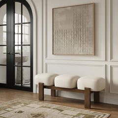 Woodcrest - Vegan Leather Upholstered Bench - Painted Brown Walnut Base