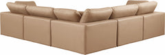 Comfy - 5 Piece Faux Leather Modular Corner Sectional - Tan
