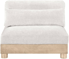 Turin - Chenille Fabric Upholstered Modular Armless Chair - Natural Base