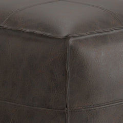 Sheffield - Square Pouf - Distressed Dark Brown