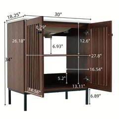 30" Vintage Bathroom Vanity With Ceramic Sink, Modern Bathroom Vanity Cabinet With 2 Soft Close Doors, Equpiied With 4 Sturdy Iron Legs - Antique Dark Brown