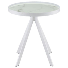 Briggs - Round Marble Printed Glass Top End Side Table