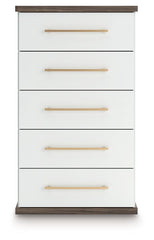 Kendanport - Brown / White - Five Drawer Chest