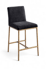 Reeves - Chenille Fabric Upholstered Counter Stool (Set of 2) - Gold Base