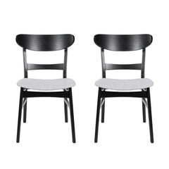 Dining Chairs With Upholstered Seat (Set of 2) - Black / Light Beige