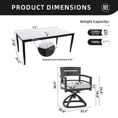 Modern Outdoor Patio Dining Set With Table And Chairs With Sunbrella Cushions