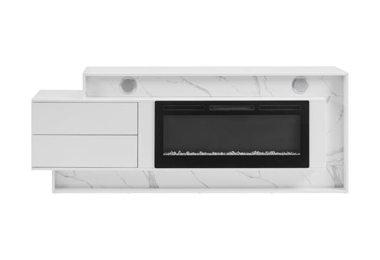 Kira - 87" Entertainment Unit With Bluetooth Speaker And LED - White