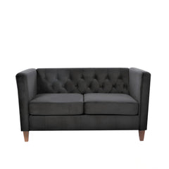 Button Tufted Loveseat, 2 Seater With Square Arm Couch For Living Room