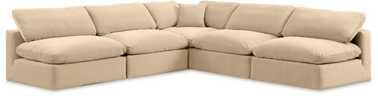 Comfy - 5 Piece Velvet Modular Corner Armless Sectional