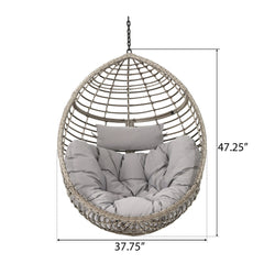 Hanging Basket Chair With Metal Frame And Seat Cushion
