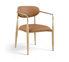 Ronda - Vegan Leather Upholstered Dining Arm Chair - Natural Legs