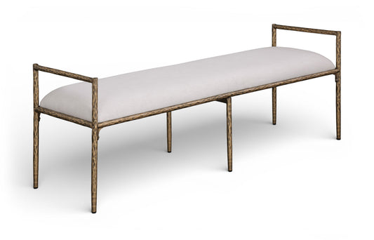 Axis - Linen Textured  Beige Fabric Upholstered Bench