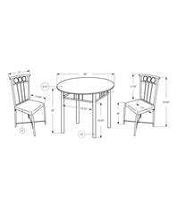 3 Pieces Dining Table Set, Small, Round, Contemporary & Modern