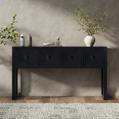 Geometric Carved Console Table With 3 Soft Close Drawers