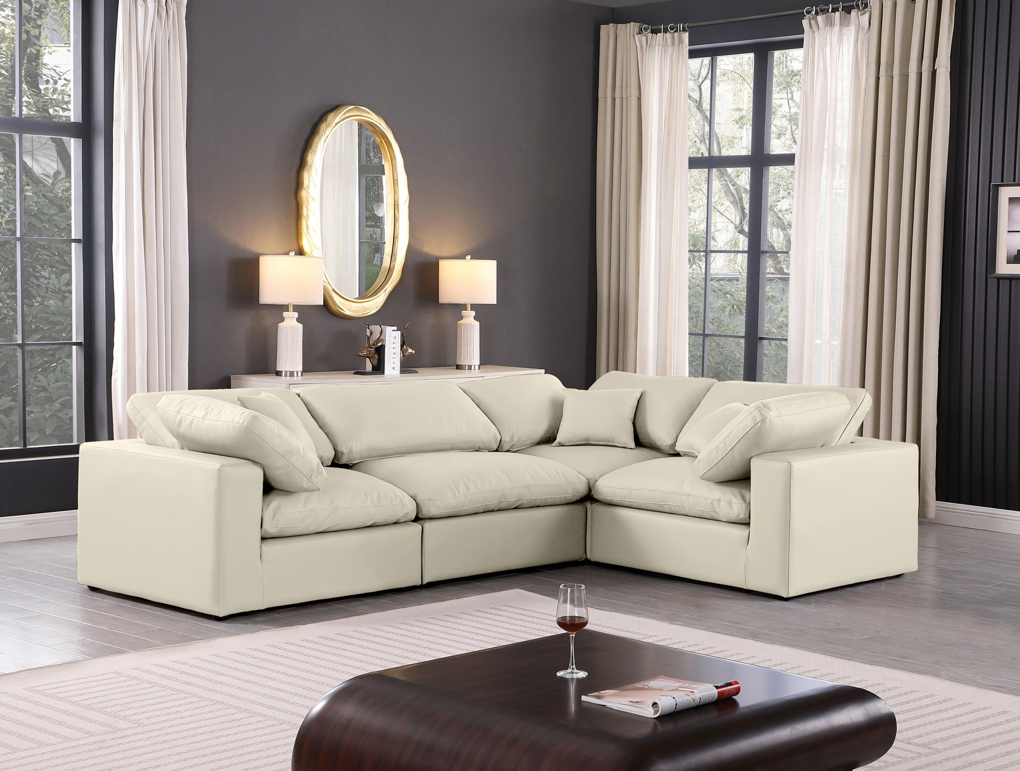 Comfy - 4 Piece Faux Leather Modular Sectional