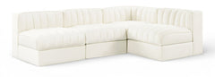 Rummi - Armless Velvet Performance Fabric Upholstered 4 Piece Modular Sectional
