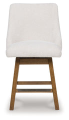 Cabalynn - Oatmeal / Light Brown - Upholstered Swivel Barstool (Set of 2)