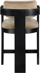 Sacha - Velvet Stool With Black Base