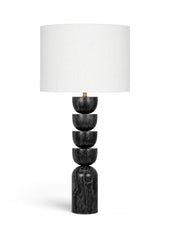 Opus - Genuine Marble, Linen Textured Fabric And Brass Table Lamp