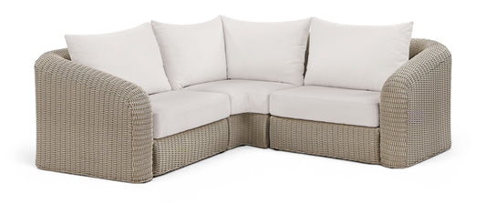 Seacrest - Olefin Water Resistant Fabric And Wicker 3 Piece Outdoor Patio Modular Sectional